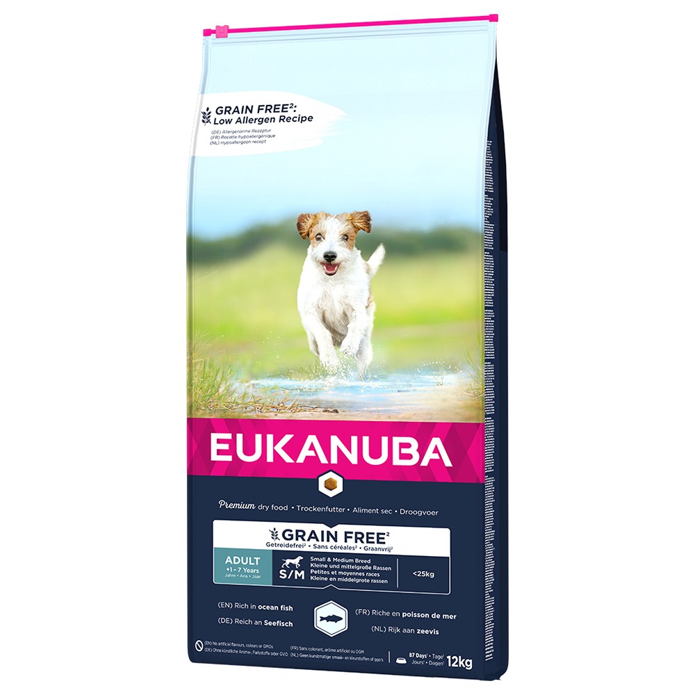 2x12kg Eukanuba Grain Free Adult Small / Medium Breed tengeri hal száraz kutyatáp - Kisállat kiegészítők webáruház - állateledelek