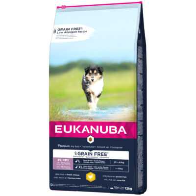 12kg Eukanuba Grain Free Puppy Large Breed csirke száraz kutyatáp - Kisállat kiegészítők webáruház - állateledelek