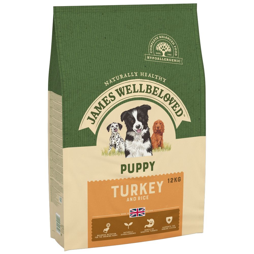 2x12kg James Wellbeloved Puppy Dog Hypoallergenic pulyka & rizs száraz kutyatáp - Kisállat kiegészítők webáruház - állateledelek