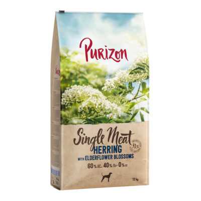 2x12kg Purizon Single Meat hering & bodzavirág száraz kutyatáp - Kisállat kiegészítők webáruház - állateledelek