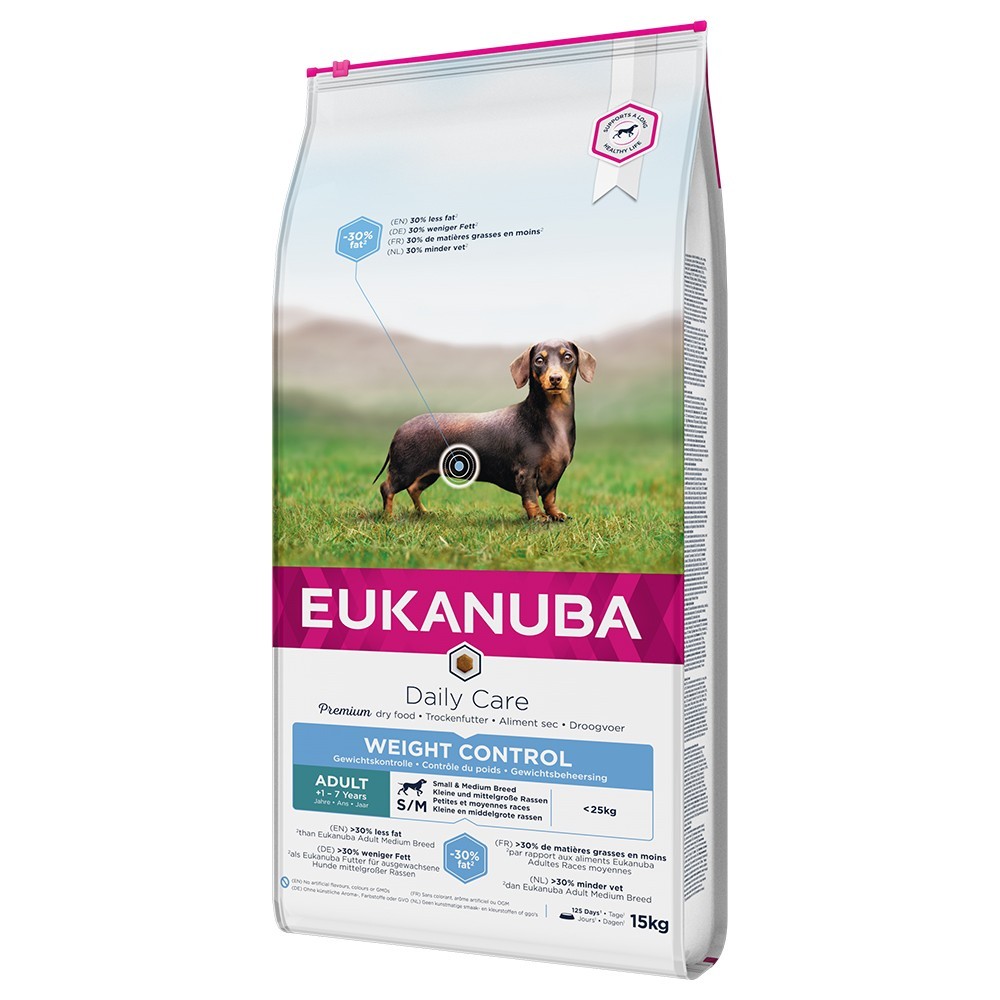 2x15kg Eukanuba Daily Care Weight Control Small/Medium Adult száraz kutyatáp - Kisállat kiegészítők webáruház - állateledelek