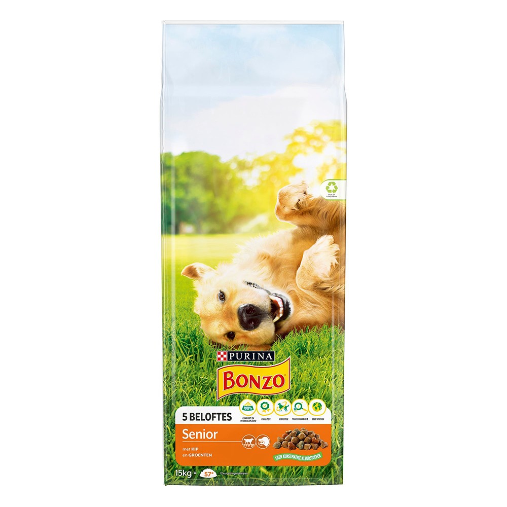 2x15kg PURINA Bonzo Senior csirke & zöldség száraz kutyatáp - Kisállat kiegészítők webáruház - állateledelek