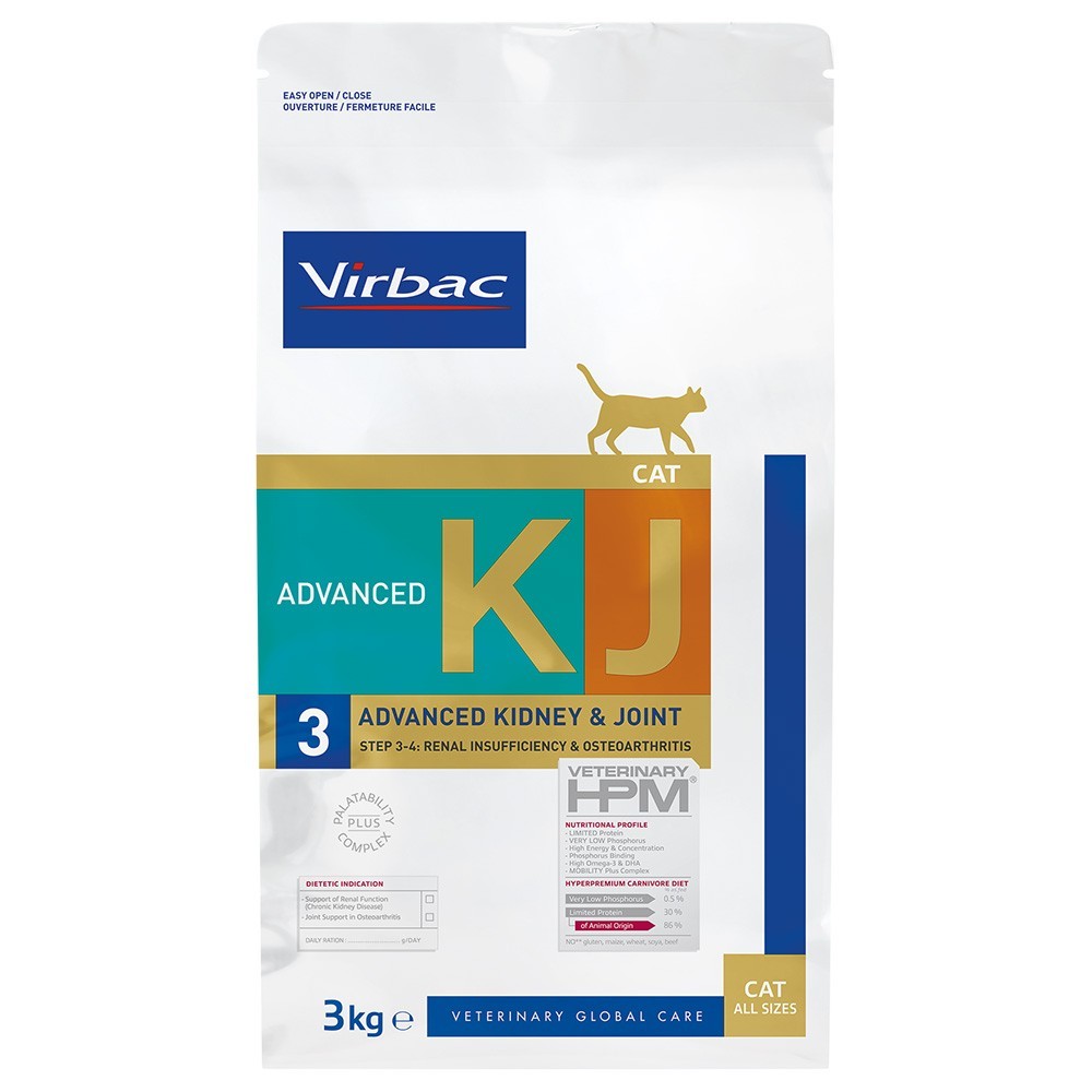 3kg Virbac Veterinary HPM Cat Advanced Kidney Joint Support KJ3 száraz macskatáp - Kisállat kiegészítők webáruház - állateledelek