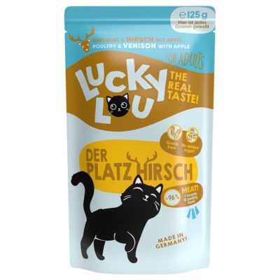 48x125g Lucky Lou Adult Szárnyas & vad nedves macskatáp - Kisállat kiegészítők webáruház - állateledelek