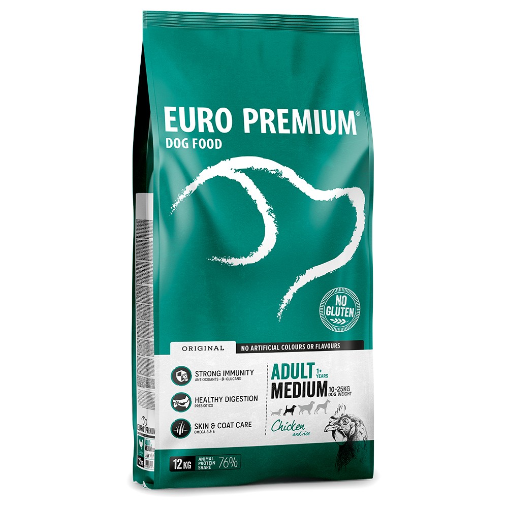 Euro Premium kutyatáp 2 x 12 kg - Közepes felnőtt csirke