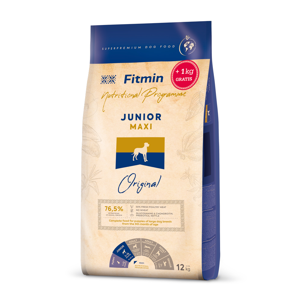 Fitmin Program Maxi Junior száraztáp - Gazdaságos csomag: 2 x 13 kg (12 kg + 1 kg ingyen!) - Kisállat kiegészítők webáruház - állateledelek