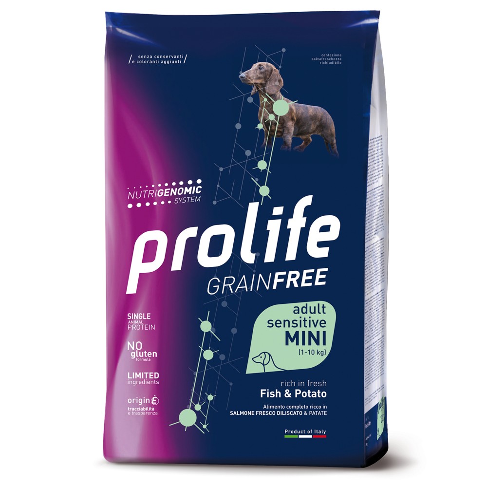 Multipack megtakarítás! 2 x Prolife - 2 x 7 kg Grain Free Adult Sensitive Mini hal és burgonya