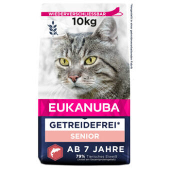 10kg Eukanuba Senior Grain Free Grain Free Rich in Salmon száraz macskatáp - Kisállat kiegészítők webáruház - állateledelek