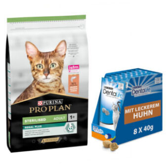 10kg PURINA PRO PLAN Adult Renal Plus lazac száraz macskatáp+8x40g Dentalife snack ingyen - Kisállat kiegészítők webáruház - állateledelek