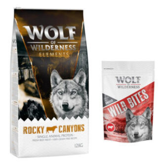 12 kg Wolf of Wilderness "Rocky Canyons" - marha száraz kutyatáp+180g Wolf of Wilderness Wild Bites High Valley - marha kutyasnack ingyen - Kisállat kiegészítők webáruház - állateledelek