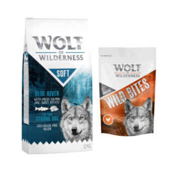 12 kg Wolf of Wilderness "Soft - Blue River" - lazac száraz kutyatáp+180g Wolf of Wilderness Wild Bites Wide Acres - csirke kutyasnack ingyen - Kisállat kiegészítők webáruház - állateledelek