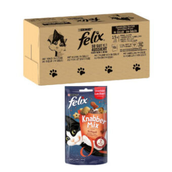 120x85g Felix Fantastic 1. hús- & halválogatás nedves macskatáp+60g Grill Fun macskasnack ingyen - Kisállat kiegészítők webáruház - állateledelek