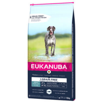 12kg Eukanuba Grain Free Adult Large Breed lazac száraz kutyatáp 10% kedvezménnyel - Kisállat kiegészítők webáruház - állateledelek