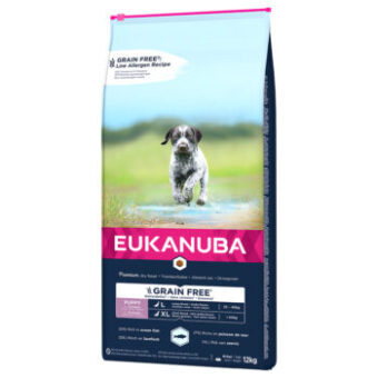 12kg Eukanuba Grain Free Grain Free Puppy Large Breed lazac száraz kutyatáp óriási árengedménnyel - Kisállat kiegészítők webáruház - állateledelek