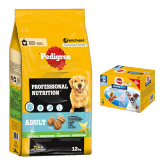 12kg Pedigree Professional Nutrition Adult Szárnyas & zöldség száraz kutyatáp+56db Pedigree Dentastix snack kis testű kutyáknak 15% árengedménnyel - Kisállat kiegészítők webáruház - állateledelek