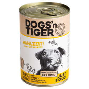 12x400g Dogs'n Tiger Adult Csirke & sárgarépa nedves kutyatáp - Kisállat kiegészítők webáruház - állateledelek