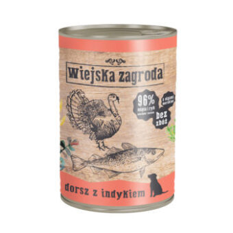 12x400g Wiejska Zagroda Dog nedves kutyatáp - Tőkehal pulykával - Kisállat kiegészítők webáruház - állateledelek