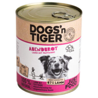 12x800g Dogs'n Tiger Adult Bárány & pasztinák nedves kutyatáp - Kisállat kiegészítők webáruház - állateledelek