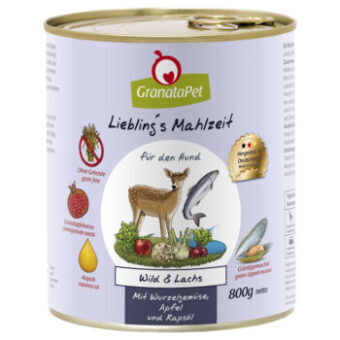 12x800g Liebling´s Mahlzeit nedves kutyatáp-Vad & lazac