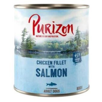 12x800g Purizon Adult - gabonamentes nedves kutyatáp- Lazac