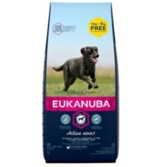 18kg  Eukanuba Adult Large Breed csirke száraz kutyatáp bónuszcsomagban 15 + 3 kg ingyen - Kisállat kiegészítők webáruház - állateledelek