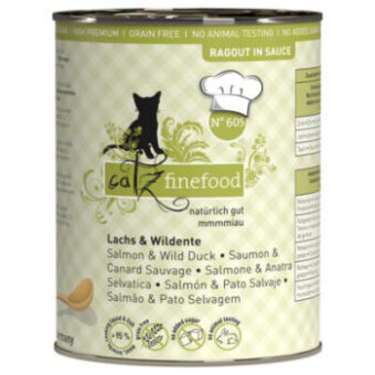 24x380g catz finefood Ragout No.605 lazac & vadkacs nedves macskatáp - Kisállat kiegészítők webáruház - állateledelek