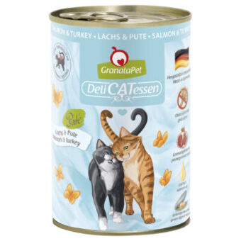 24x400g GranataPet DeliCatessen nedves macskatáp - Lazac & pulyka - Kisállat kiegészítők webáruház - állateledelek