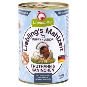 24x400g Granatapet Liebling's Mahlzeit Junior pulyka & nyúl nedves kutyatáp - Kisállat kiegészítők webáruház - állateledelek