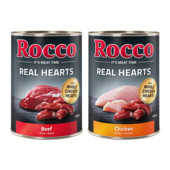 24x400g Rocco Real Hearts nedves kutyatáp  Mix: 12x marha+12x csirke - Kisállat kiegészítők webáruház - állateledelek