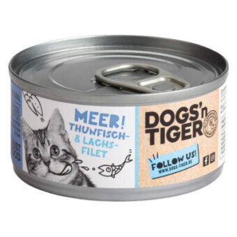 24x70g Dogs'n Tiger Cat Tonhal- & lazacfilé nedves macskatáp - Kisállat kiegészítők webáruház - állateledelek