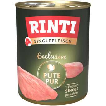 24x800g RINTI Singlefleisch Exclusive pulyka pur nedves kutyatáp - Kisállat kiegészítők webáruház - állateledelek