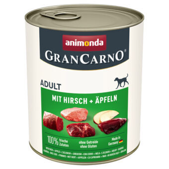 12x800g animonda GranCarno Original Adult szarvas & alma nedves kutyatáp - Kisállat kiegészítők webáruház - állateledelek