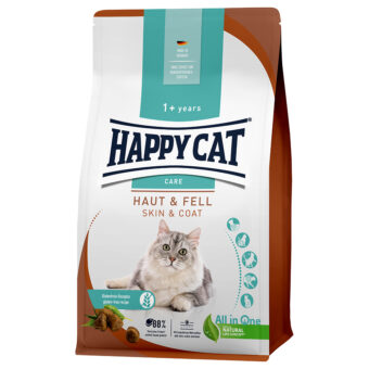 2x4kg Happy Cat Care bőr & szőrzet száraz macskatáp - Kisállat kiegészítők webáruház - állateledelek