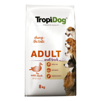 2x8kg Tropidog Premium Adult Small kacsa & rizs száraz kutyatáp - Kisállat kiegészítők webáruház - állateledelek