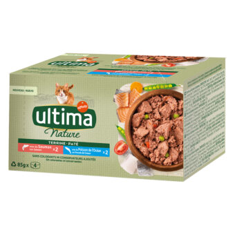 40x85g Ultima Nature Paté lazac & tengeri hal nedves macskatáp - Kisállat kiegészítők webáruház - állateledelek