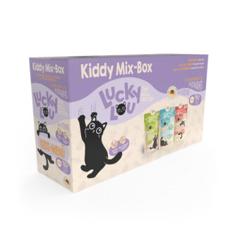 48x 125g Lucky Lou Lifestage Kitten Mix I (3 fajta) nedves macskatáp - Kisállat kiegészítők webáruház - állateledelek