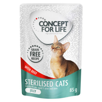 48x85g Concept for Life Sterilised Cats marha gabonamentes nedves macskatáp aszpikban - Kisállat kiegészítők webáruház - állateledelek