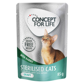 48x85g Concept for Life Sterilised Cats nyúl gabonamentes nedves macskatáp szószban - Kisállat kiegészítők webáruház - állateledelek