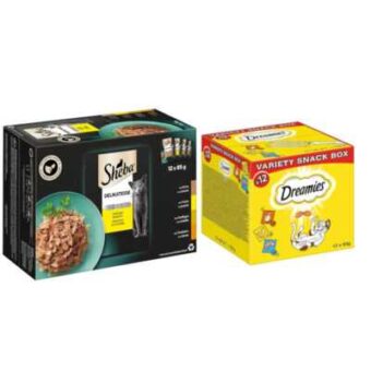 48x85g Sheba nedves macskatáp+12x60g Dreamies mixbox macskasnack akciós áron - Kisállat kiegészítők webáruház - állateledelek