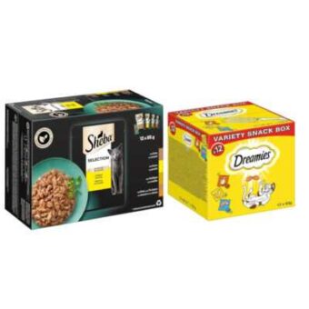 48x85g Sheba nedves macskatáp+12x60g Dreamies mixbox macskasnack akciós áron - Kisállat kiegészítők webáruház - állateledelek