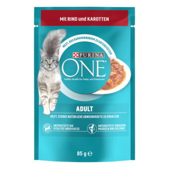 52x85g PURINA ONE Adult marha & sárgarépa nedves macskatáp - Kisállat kiegészítők webáruház - állateledelek