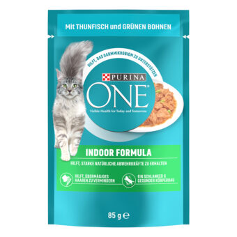 52x85g PURINA ONE Indoor Formula nedves macskatáp- tonhal & zöldbab - Kisállat kiegészítők webáruház - állateledelek