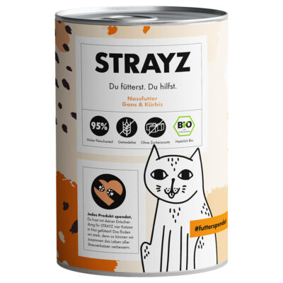 6x400g STRAYZ BIO BIO bio liba & bio sütőtök konzerv nedves macskaeledel - Kisállat kiegészítők webáruház - állateledelek