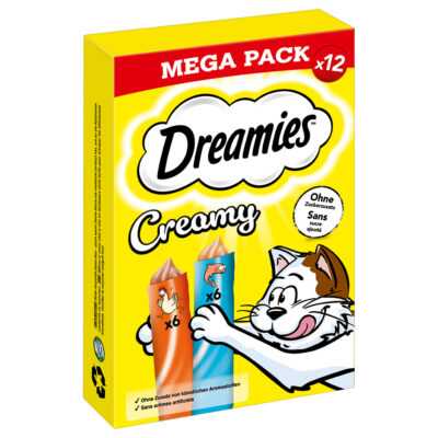 84x10g Dreamies Creamy Snacks Csirke & lazac jutalomfalat macskáknak - Kisállat kiegészítők webáruház - állateledelek