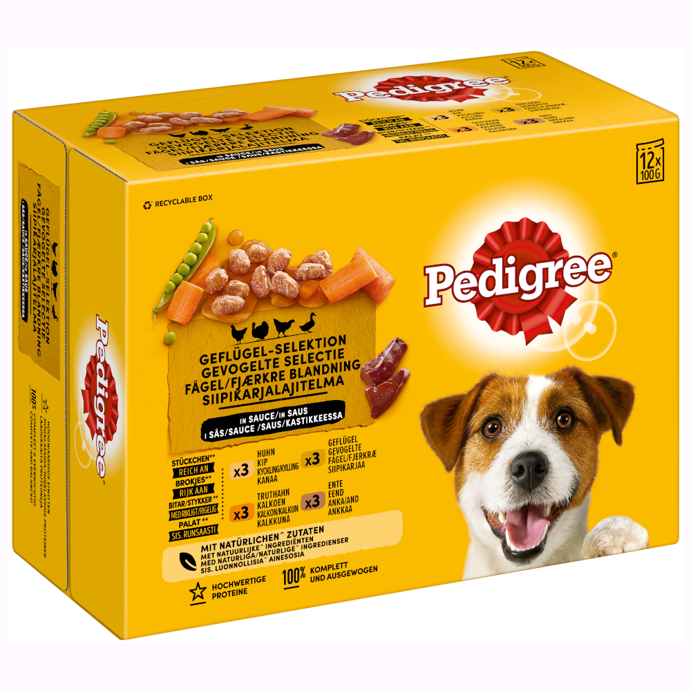 96x100g Pedigree Adult Multipack tasakos szárnyasválogatás szószban nedves tasakos kutyatáp - Kisállat kiegészítők webáruház - állateledelek