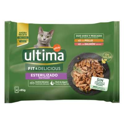 96x85g Ultima Cat Sterilized csirke & lazac nedves macskatáp 76+20 ingyen - Kisállat kiegészítők webáruház - állateledelek