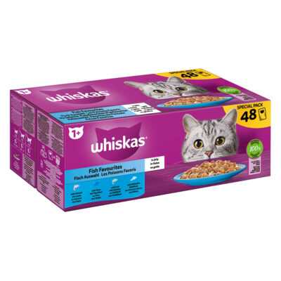 96x85g Whiskas 1+ Adult halválogatás aszpikban nedves macskaeledel - Kisállat kiegészítők webáruház - állateledelek