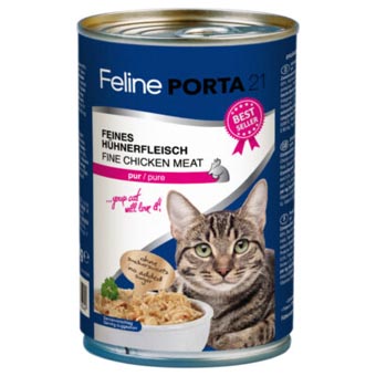 12x400g Feline Porta 21 csirke nedves macskatáp - Kisállat kiegészítők webáruház - állateledelek