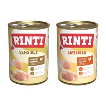 RINTI Sensible gazdaságos csomag 24 x 400 g - Mix 1: csirke & rizs + csirke & burgonya - Kisállat kiegészítők webáruház - állateledelek