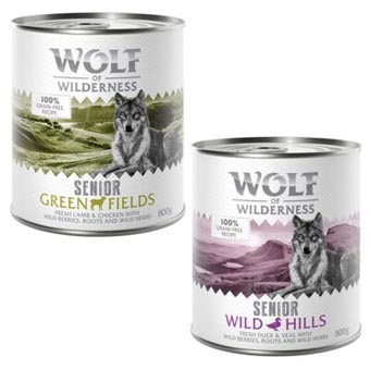 Wolf of Wilderness Senior gazdaságos csomag 24 x 800 g  - Vegyes csomag - Kisállat kiegészítők webáruház - állateledelek